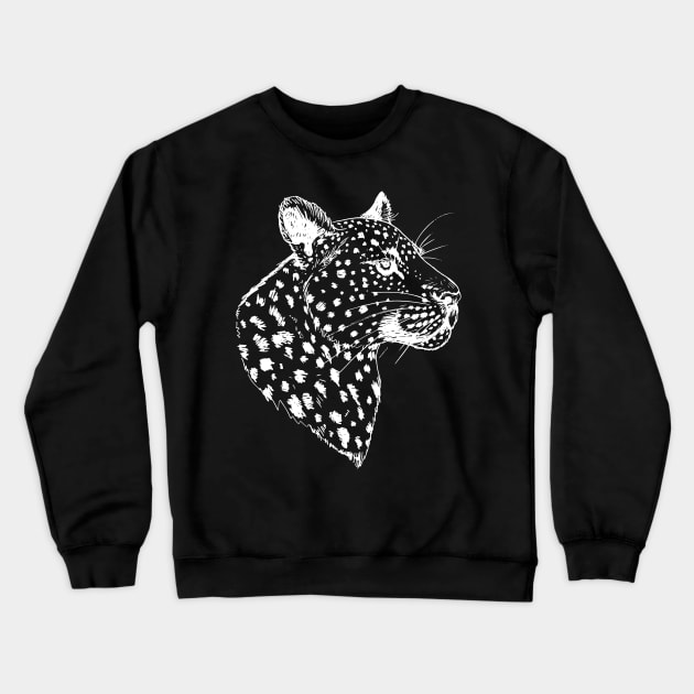 White Leopard Head Crewneck Sweatshirt by SWON Design